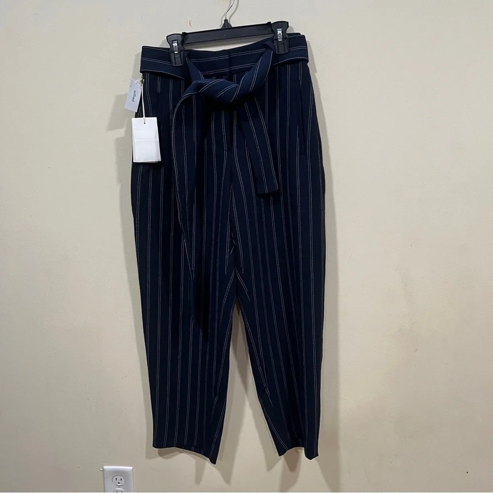 NWT Aritzia Wilfred Tie-Front (Jallade) Pant size 4 striped navy & white - Picture 7 of 12
